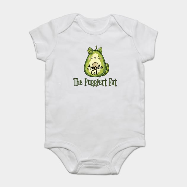 Avocado Cat: The Purrfect Fat funny design Baby Bodysuit by Luxinda